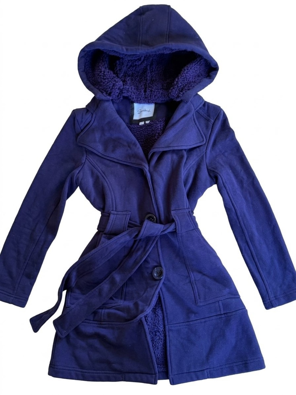 Purple Hooded Belted Coat